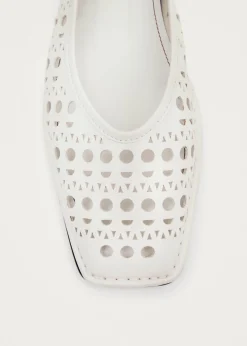 Sway Slit Weiße Leder Ballerinas