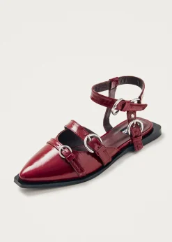 Thalara Onix Burgunderrote Leder Ballerinas