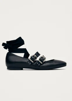 Thekla Schwarze Leder Ballerinas
