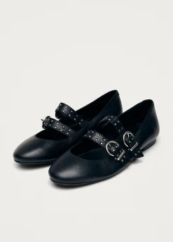 Thekla Schwarze Leder Ballerinas
