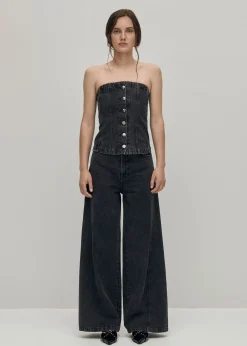 Troyes Schwarzes Denim-Oberteil