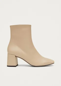 Watercolor Tahini Beige Vegan Leather Ankle Boots