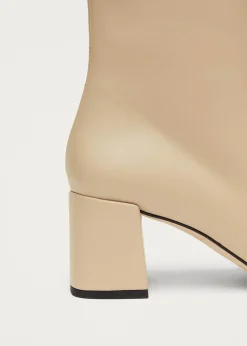 Watercolor Tahini Beige Vegan Leather Ankle Boots